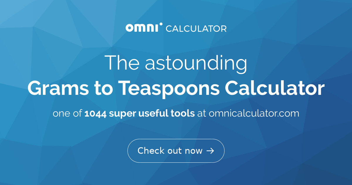 Grams to Teaspoons Calculator. Sugar, Salt & Others - Omni