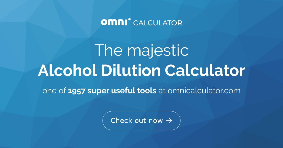 Alcohol Dilution Calculator Wine, Beer, Tincture