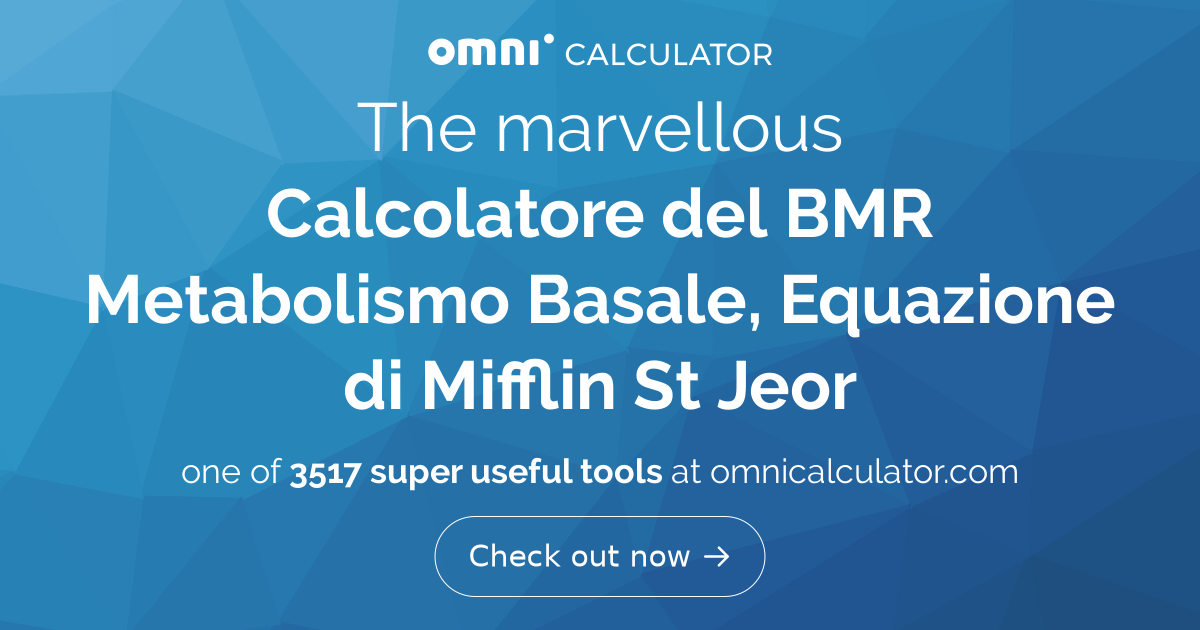 Calcolatore Del BMR — Metabolismo Basale