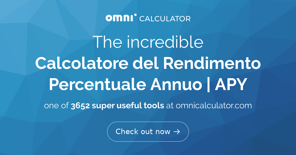 Calcolatore Di Apy Rendimento Percentuale Annuo 1285