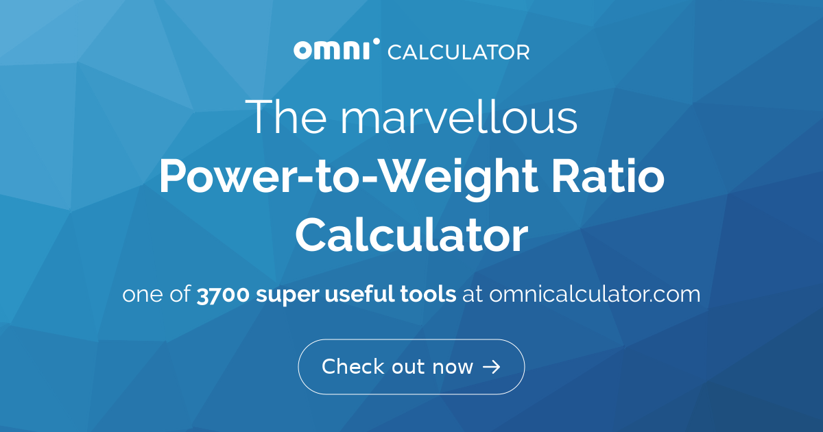 Power to weight calc discount